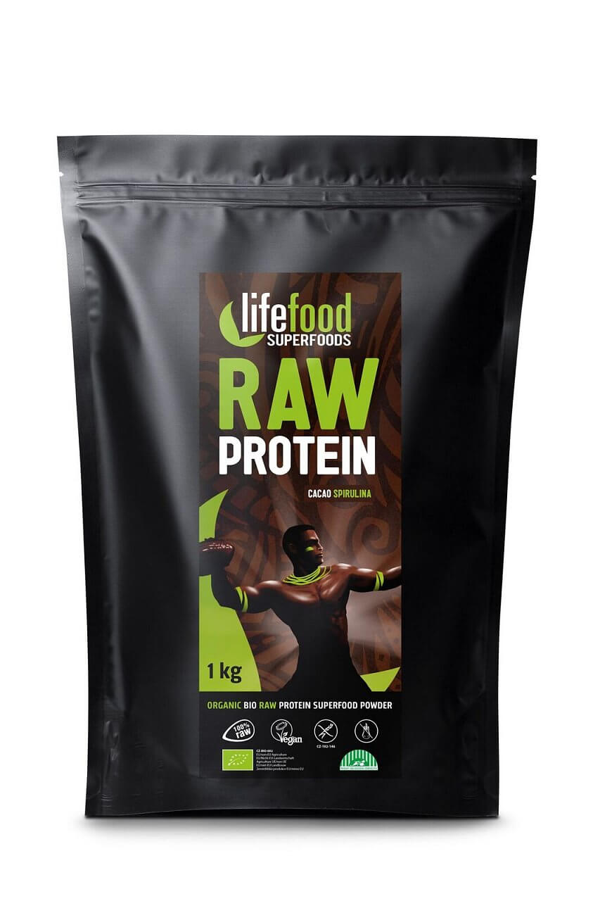 Proteiny - bílkoviny LifeFood Raw proteinová směs se superfoods - kakaová se spirulinou, 1 kg